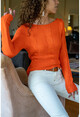 Womens Orange Self Knitted Sweater GK-CCK76052