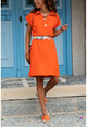 Womens Orange Polo Collar Airobin Dress GK-BST2883