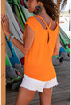 Womens Orange Cross Back T-Shirt GK-CCK58013