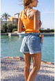 Kadın Turuncu Tek Omuz Bağlamalı Basic Bluz GK-CM1103