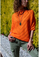 Womens Orange Bias Knitted Seasonal Three Quarter Sleeve Sweater GK-CCK15000