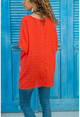 Womens Orange Washed Linen Skirt Feather Printed Loose Blouse GK-RSD2035