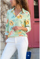 Womens Green Floral Shirt GK-BST2711