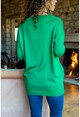 Womens Green V-Neck Basic Sweater GK-CCKYN1001