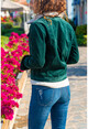 Kadın Yeşil Yakası Yünlü Cepli Fitilli Kadife Ceket GK-MSC100