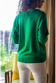 Womens Green Soft Textured Polo Collar Sweater GK-DM1308