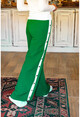 Kadın Zümrüt Yanı Şeritli Zımbalı Bol Kesim Pantolon BST2214