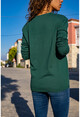 Womens Emerald Green V-Neck Slim Knitted Basic Sweater GK-JR225