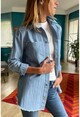 Kadın Açık Mavi Eteği Püsküllü Cepli Çıtçıtlı Kot Gömlek Bst3286