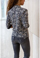 Womens Anthracite Self-Textured Double-Sided Jacket Cardigan GK-BST2800