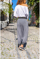 Kadın Antrasit Yıkamalı Beli Lastikli Salaş Şalvar Pantolon RSD3007