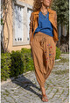 Kadın Bakır Yıkamalı Keten Beli Lastikli Nakışlı Şalvar Pantolon RSD3005