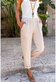 Womens Beige Double Leg Striped Textured Trousers Bst3277