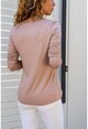 Womens Beige Square Collar Soft Textured Blouse BST3166