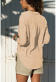 Womens Beige Linen Textured Shirt BSTGM100