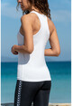 Kadın Beyaz Atlet Yaka Basic T-Shirt GK-JR213