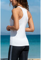 Womens White Singlet Collar Basic T-Shirt GK-JR213