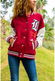 Womens Claret Red Printed Pocket Coat GK-TD4003