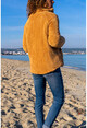 Womens Camel Lined Zipper Plush Jacket BST3190