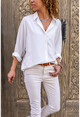 Womens Ecru Bat Sleeve Self-Textured Loose Shirt bst6460