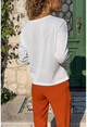 Womens Ecru Half Pop Soft Textured Thin Knitted Blouse GK-BST3165