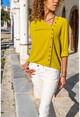Womens Pistachio Green Handkerchief Collar Crepe Shirt BST6458