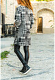 Womens Smoked-Grey Patterned Pocketed Cachet Coat GK-BST30k2000-1500