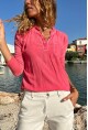 Kadın Fuşya Yıkamalı Tek Cep Bluz Gk-Cck60015