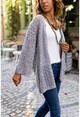 Womens Gray Openwork Loose Cardigan GK-CCKAK3020