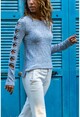 Womens Gray Sleeve Bow Decollete Sweater GK-BST30k2455