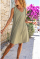 Womens Khaki A-Line Buckled Airobin Dress Bst3264