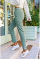 Womens Khaki Waist Tape Striped Pencil Pants GK-ART205