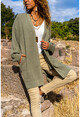 Womens Khaki Pocket Loose Cardigan GK-CCK4321