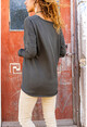 Womens Khaki V-Neck Soft Textured Sweater GK-JR408