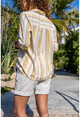 Womens Mustard-Taba Self-Textured Asymmetrical Pocket Loose Shirt Bst6459