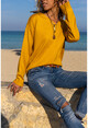 Womens Mustard V-Neck Basic Sweater GK-CCKYN1001