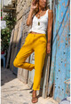 Womens Mustard High Waist Pocket Pleated Double Leg Trousers Bst3173