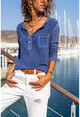 Kadın İndigo Yıkamalı Tek Cep Bluz GK-CCK60015