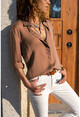 Womens Brown Hidden Pat Satin Shirt BST3211