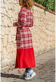 Womens Red Skirt Suede Plaid Cachet Coat GK-BST30k2416