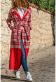 Womens Red Skirt Suede Plaid Cachet Coat GK-BST30k2416