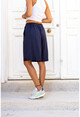 Womens Navy Blue Double Leg Soft Textured Pocket Shorts Bst3262