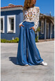 Womens Navy Blue Gipeli High Waist Wide Leg Pocketed Trousers Cck9050