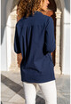 Womens Navy Blue Soft Textured Shirt BST6435