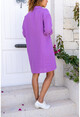 Womens Lilac Half-Pleated Pocket Shirt Dress Bst7160