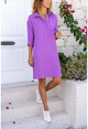 Womens Lilac Half-Pleated Pocket Shirt Dress Bst7160