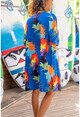 Kadın Mavi Desenli Salaş Kimono BST3158MSE