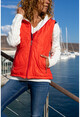 Womens Coral Hooded Zipper Pocket Inflatable Vest GK-CM230