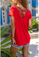 Kadın Mercan Sırt Detaylı T-Shirt JR214