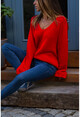 Womens Coral V-Neck Sweater GK-CCK6142